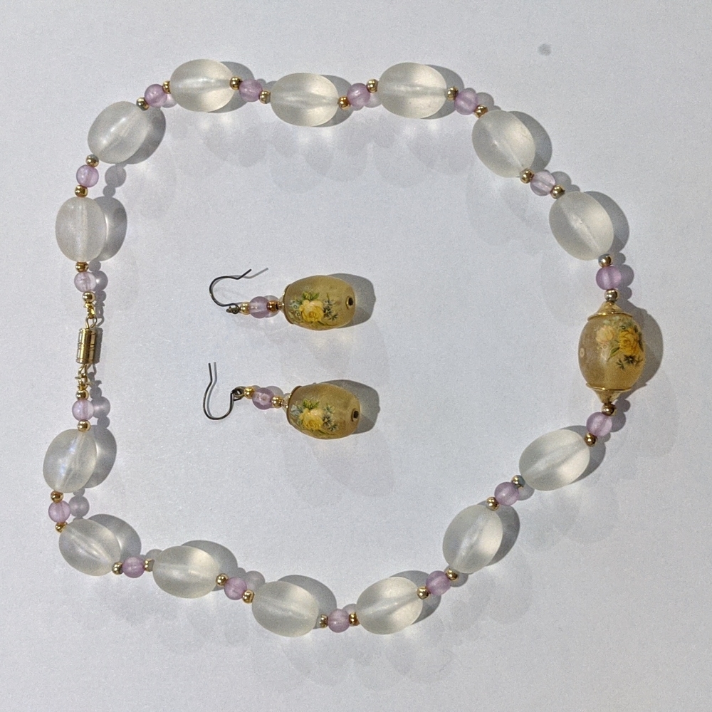 Vintage Beaded Necklace and Earring Set